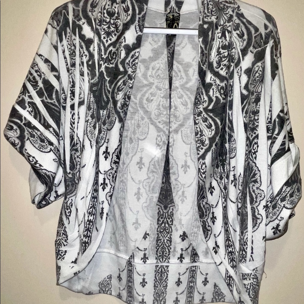 Medium gray & with short sleeve shrug cardigan